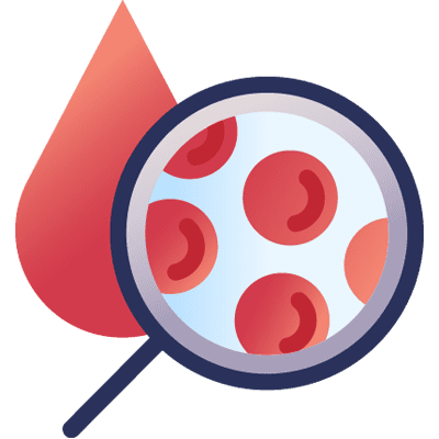 magnifying glass over blood sample