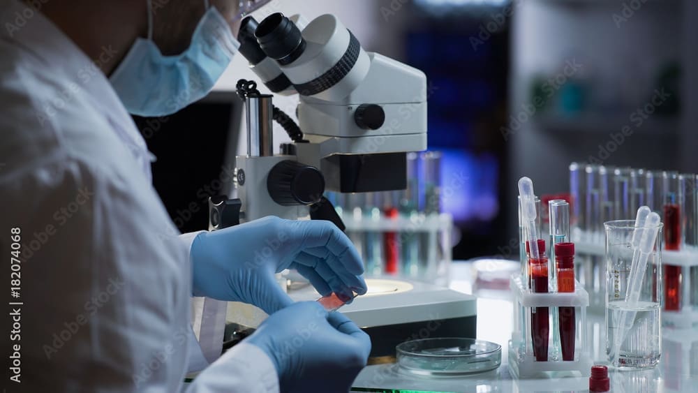 Researcher working with lab samples